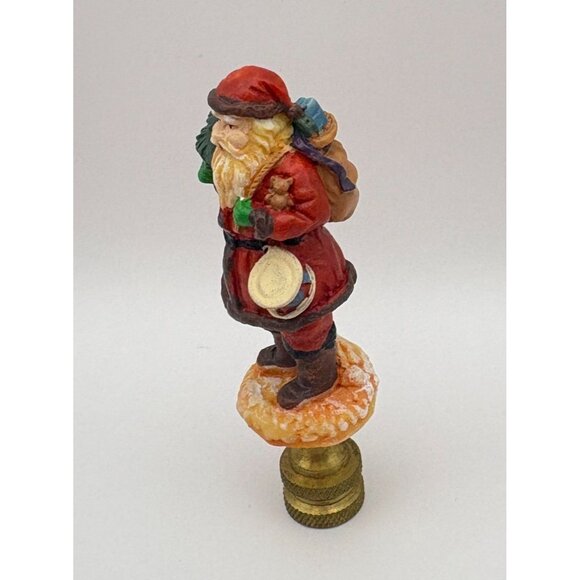Vintage Santa Claus Lamp Finial Small Christmas Decoration Holding Tree and Toys - Picture 5 of 7